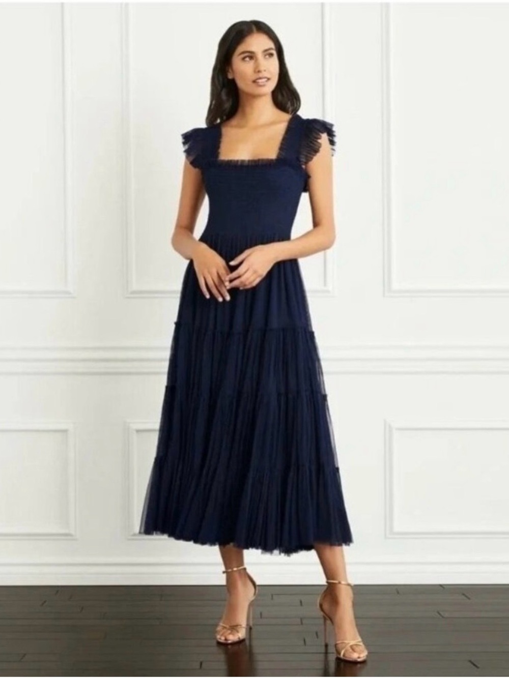 Hill House Navy Pleated Tiered Midi Dress collectors edition 2022